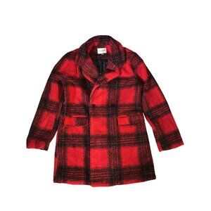 Vigoss Women's Winter Red & Black Plaid Soft Wool Blend Coat NWT